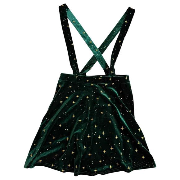 Allegra K Green Velvet Star Suspender Skirt Women’s Small (NWT) - Picture 1 of 5